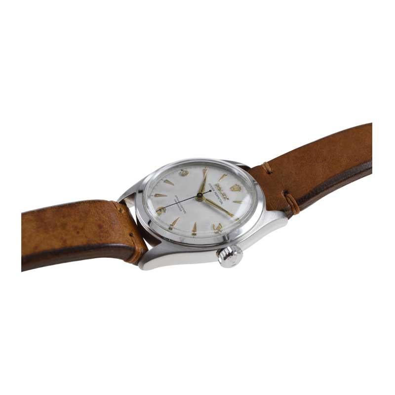 Rolex Edelstahl Oyster Perpetual Armbanduhr von 1952 im Angebot 2