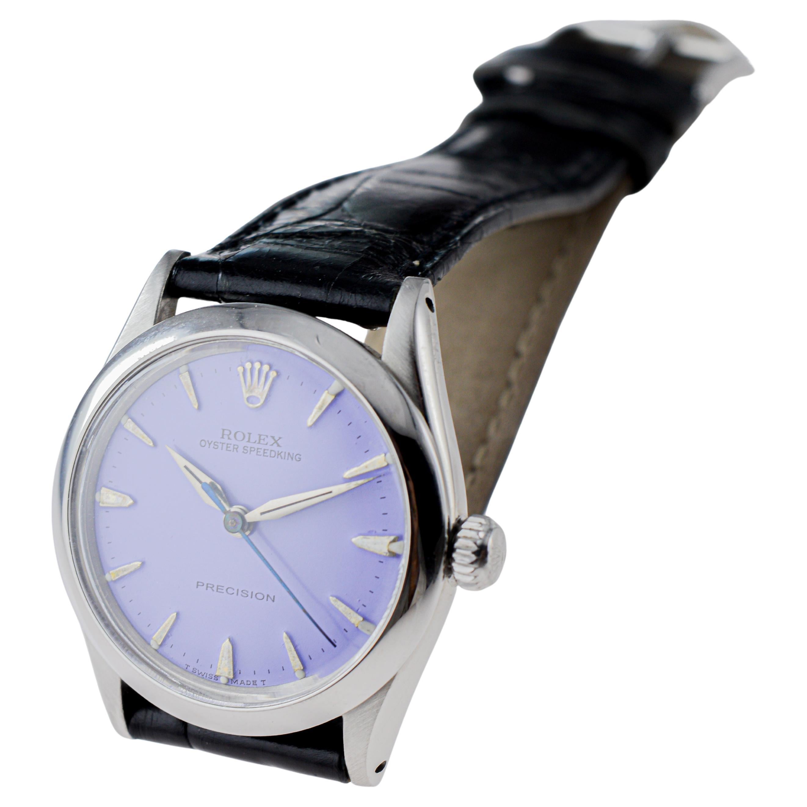 Rolex Stainless Steel Oyster Speedking Custom Lavender Dial circa 1960's 5