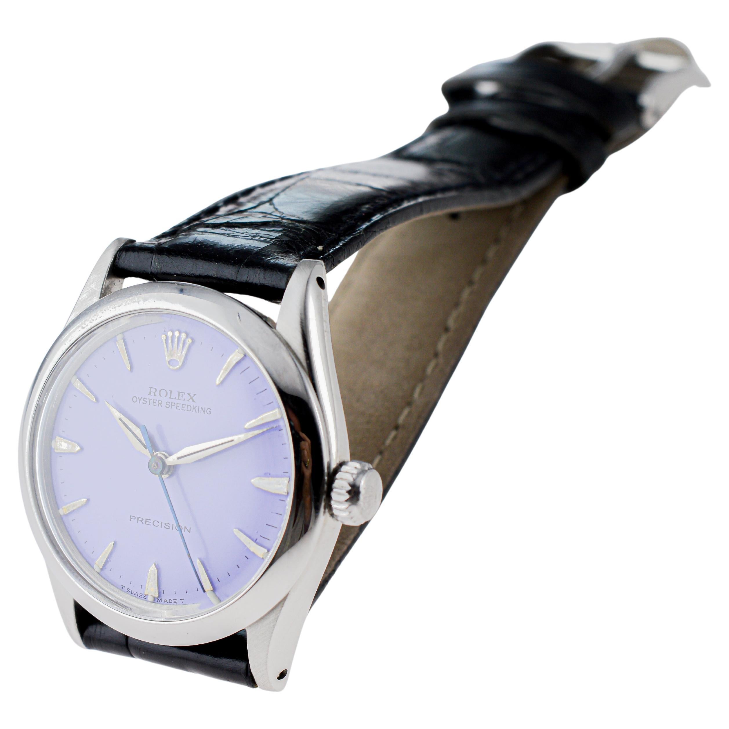 Rolex Stainless Steel Oyster Speedking Custom Lavender Dial circa 1960's 6