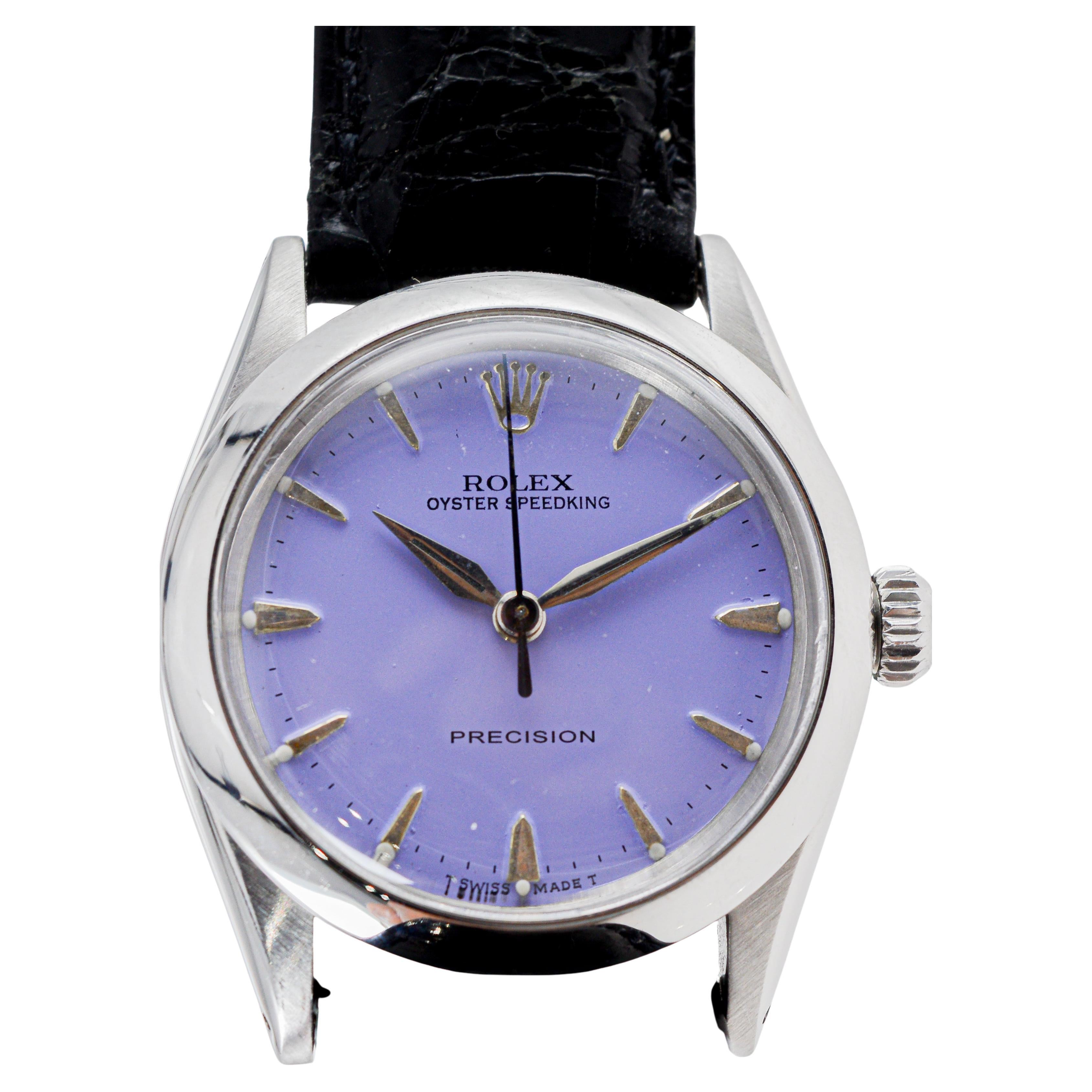 Rolex Stainless Steel Oyster Speedking Custom Lavender Dial circa 1960's 2