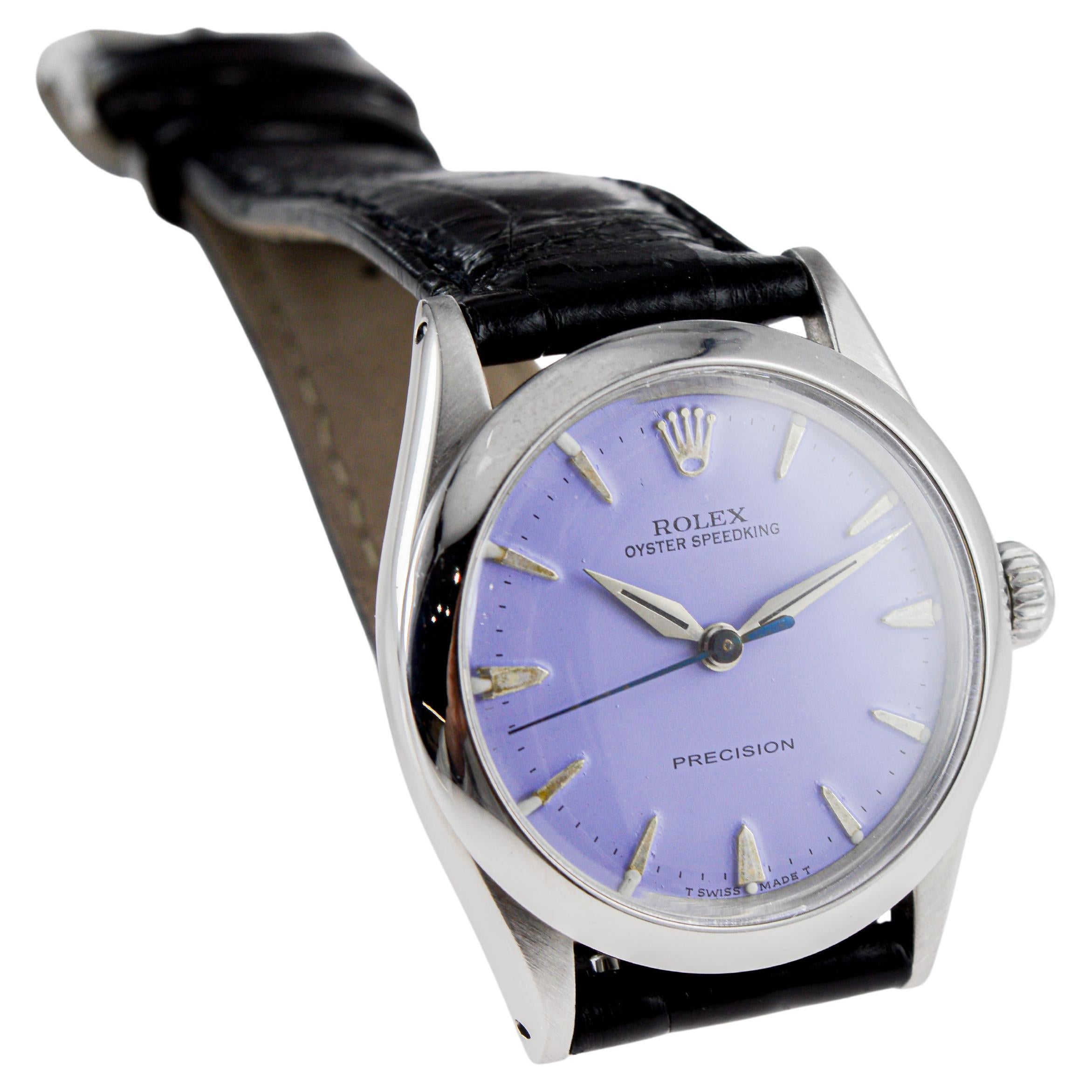 Rolex Stainless Steel Oyster Speedking Custom Lavender Dial circa 1960's 3