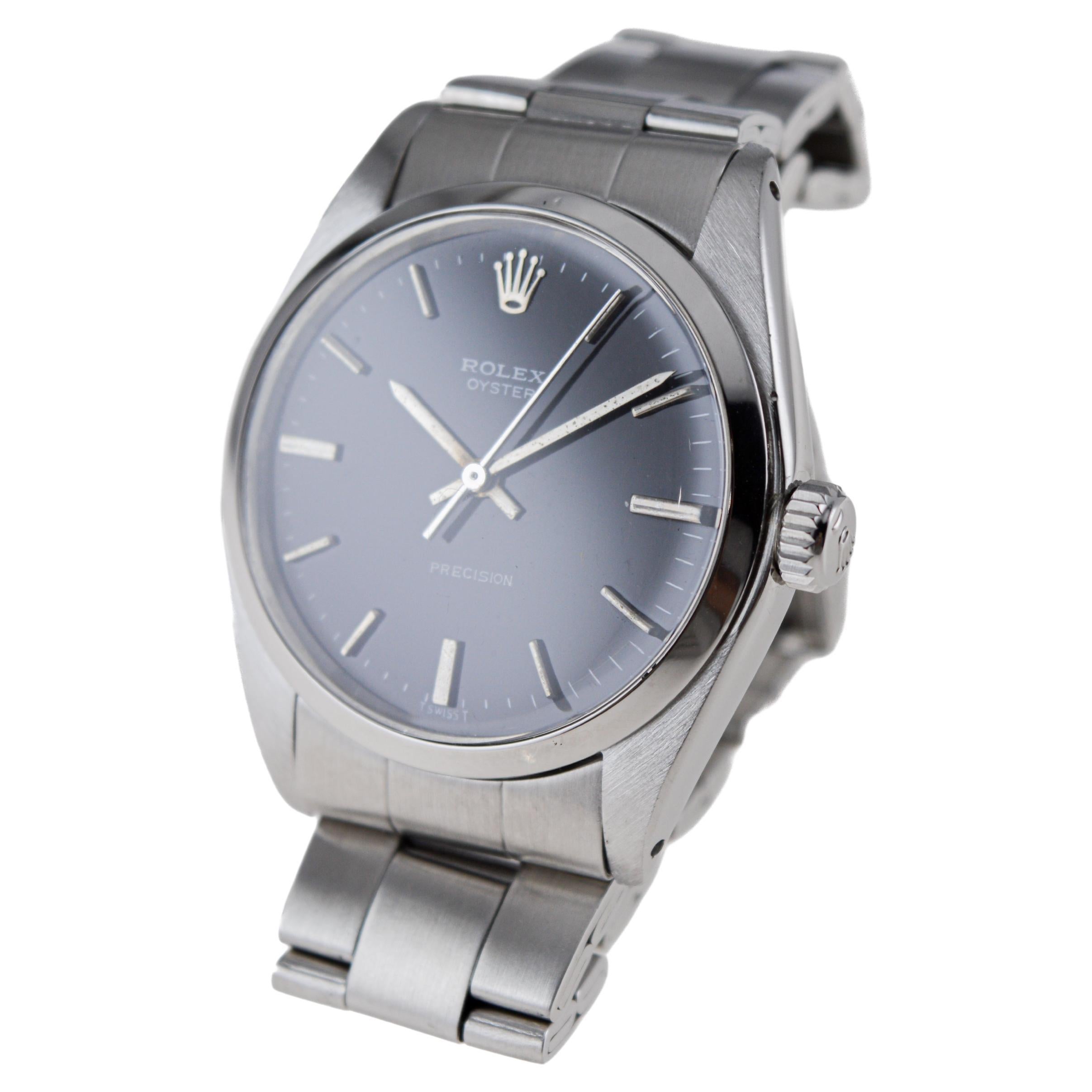 Rolex Stainless Steel Oyster with Rare Black Dial And Original Bracelet 6
