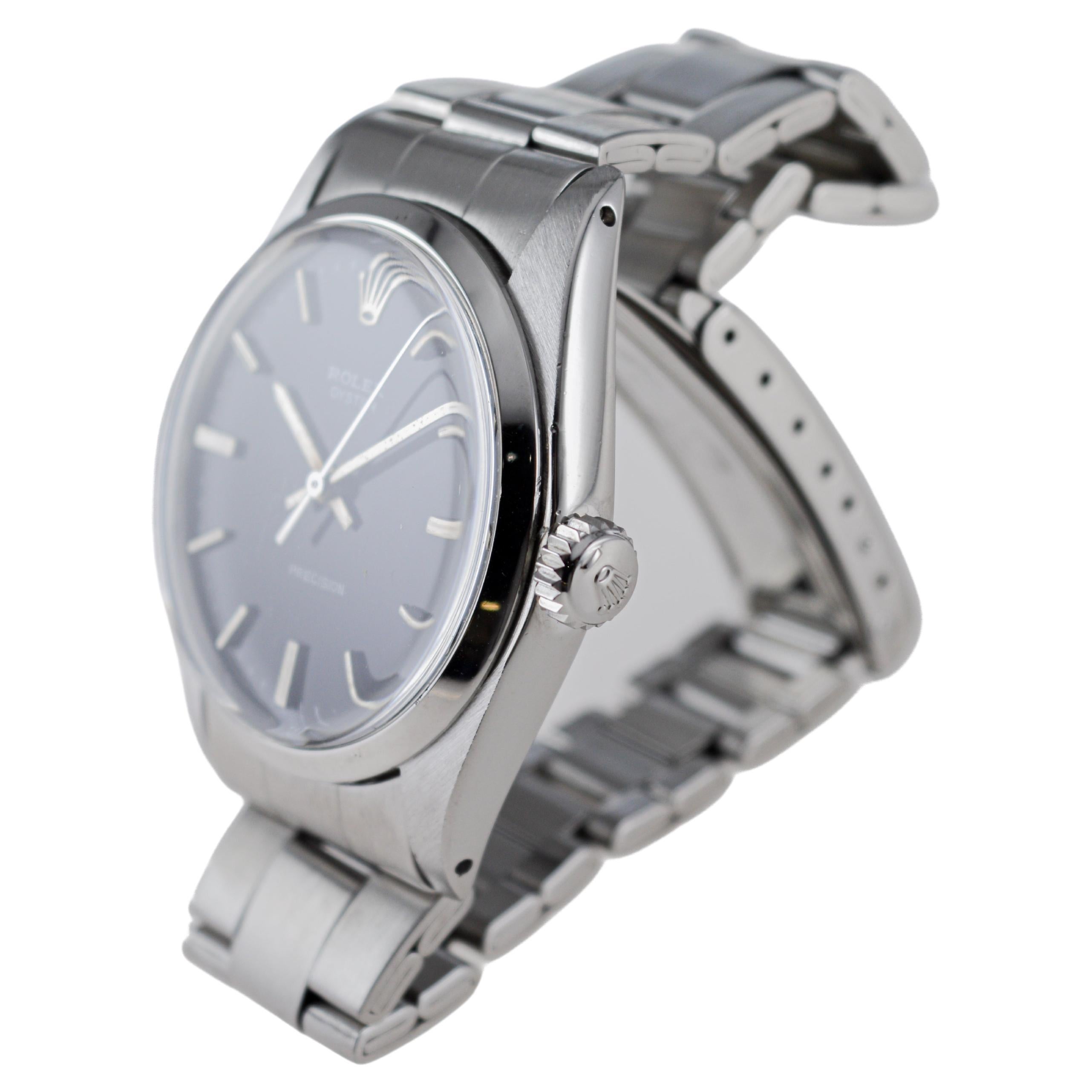 Rolex Stainless Steel Oyster with Rare Black Dial And Original Bracelet For Sale 7