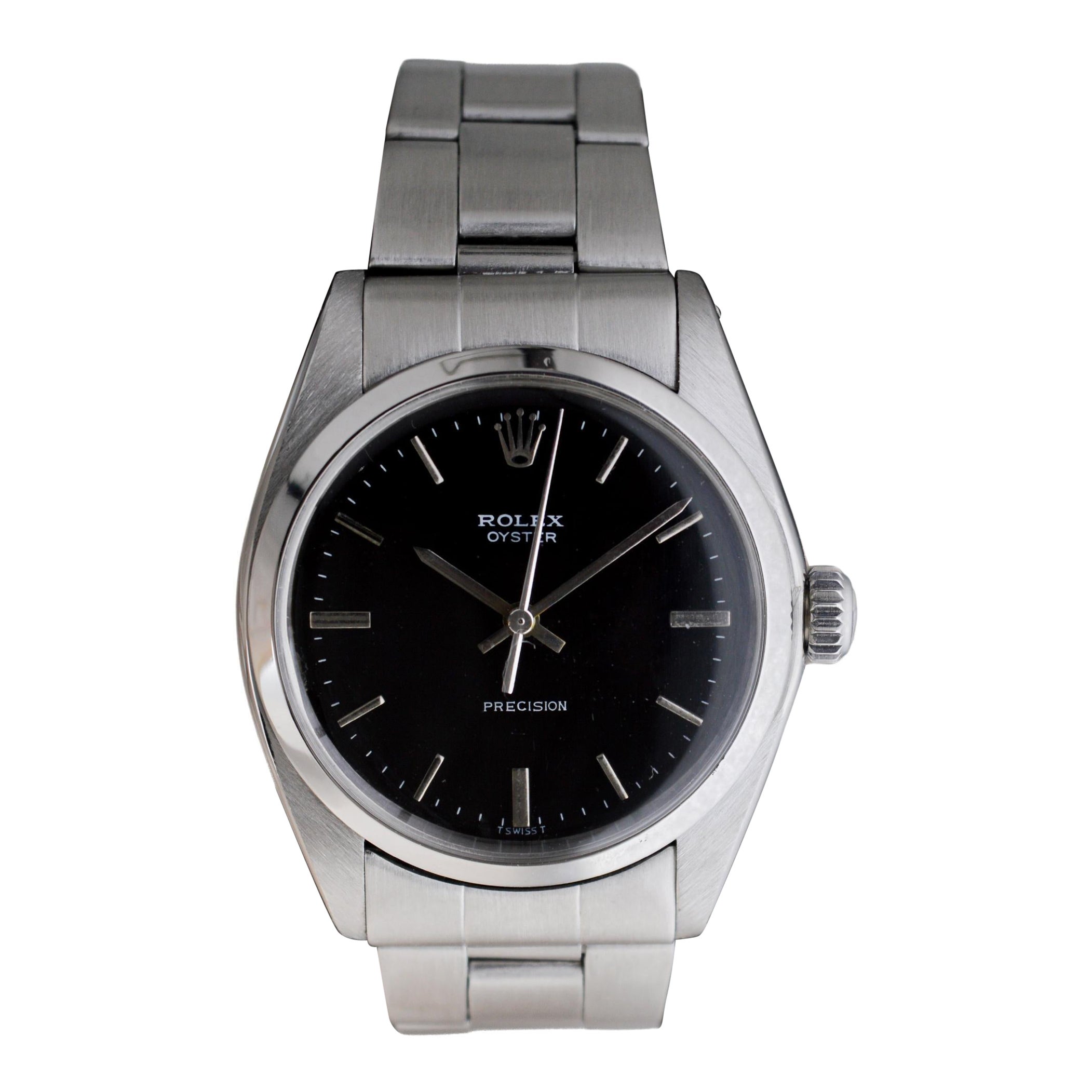 Rolex Stainless Steel Oyster with Rare Black Dial And Original Bracelet For Sale