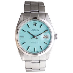 Rolex Oysterdate de acero inoxidable con esfera azul personalizada circa, años 60