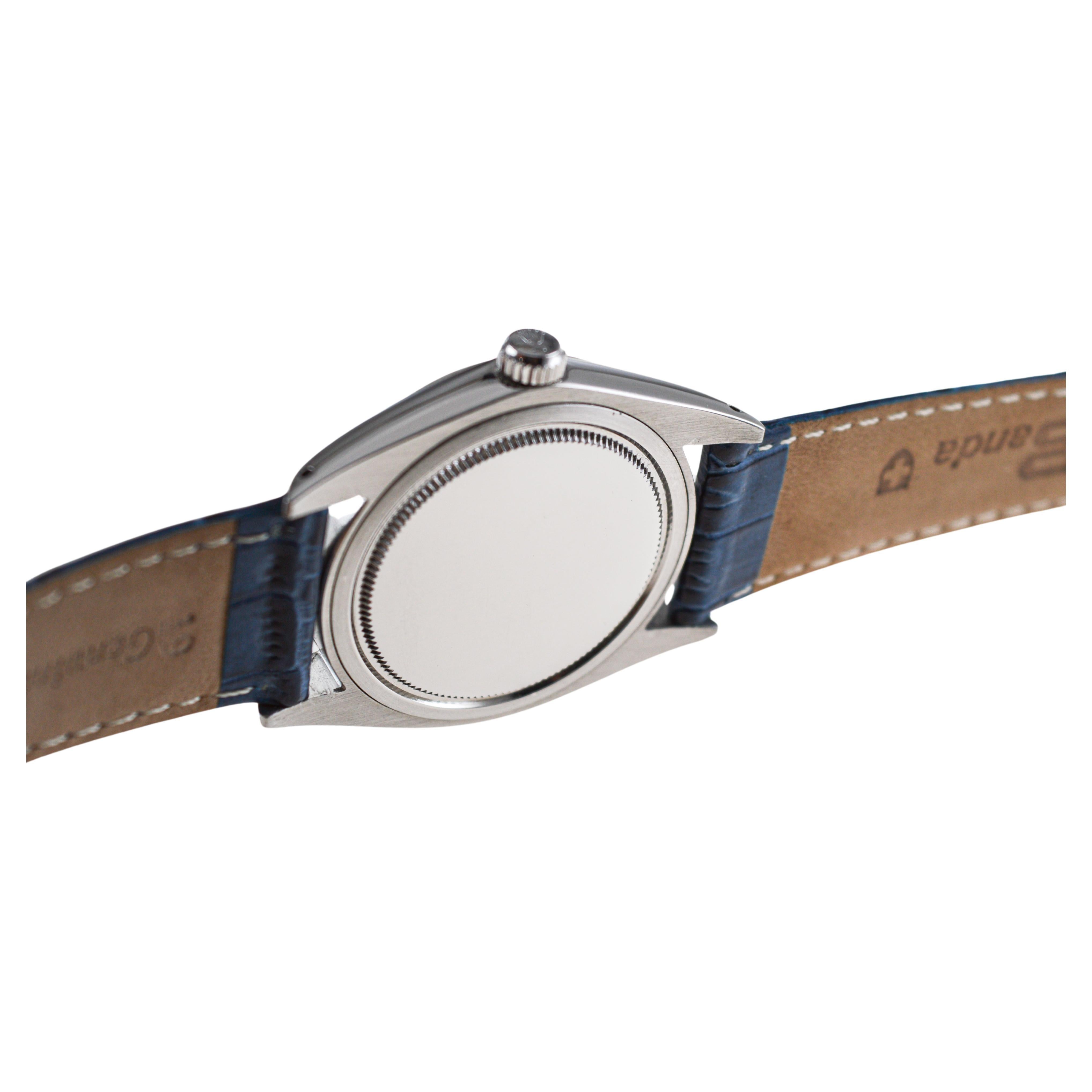 Rolex Stainless Steel Oysterdate with Custom Blue Dial circa, 1970's 3