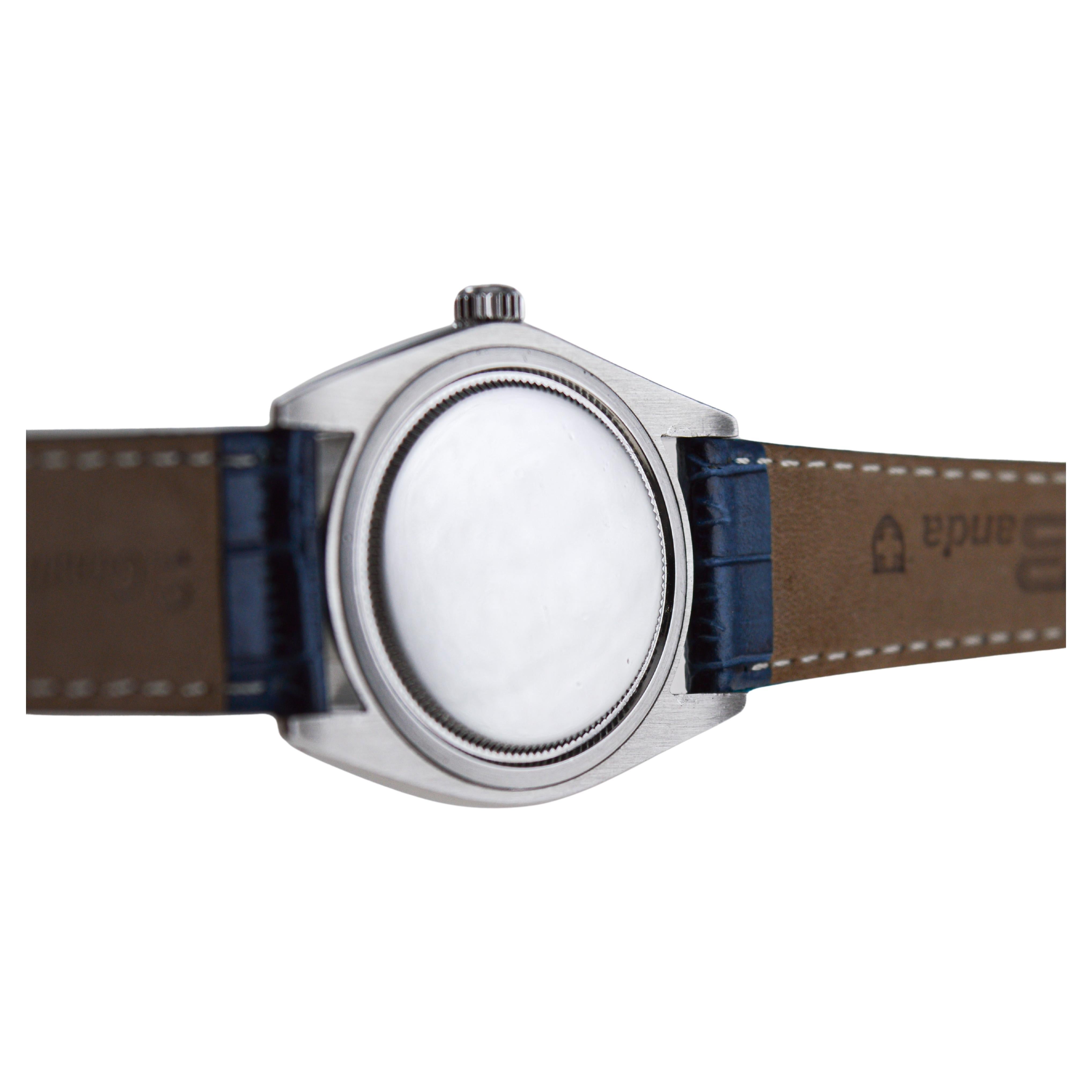 Rolex Stainless Steel Oysterdate with Custom Blue Dial circa, 1970's 4