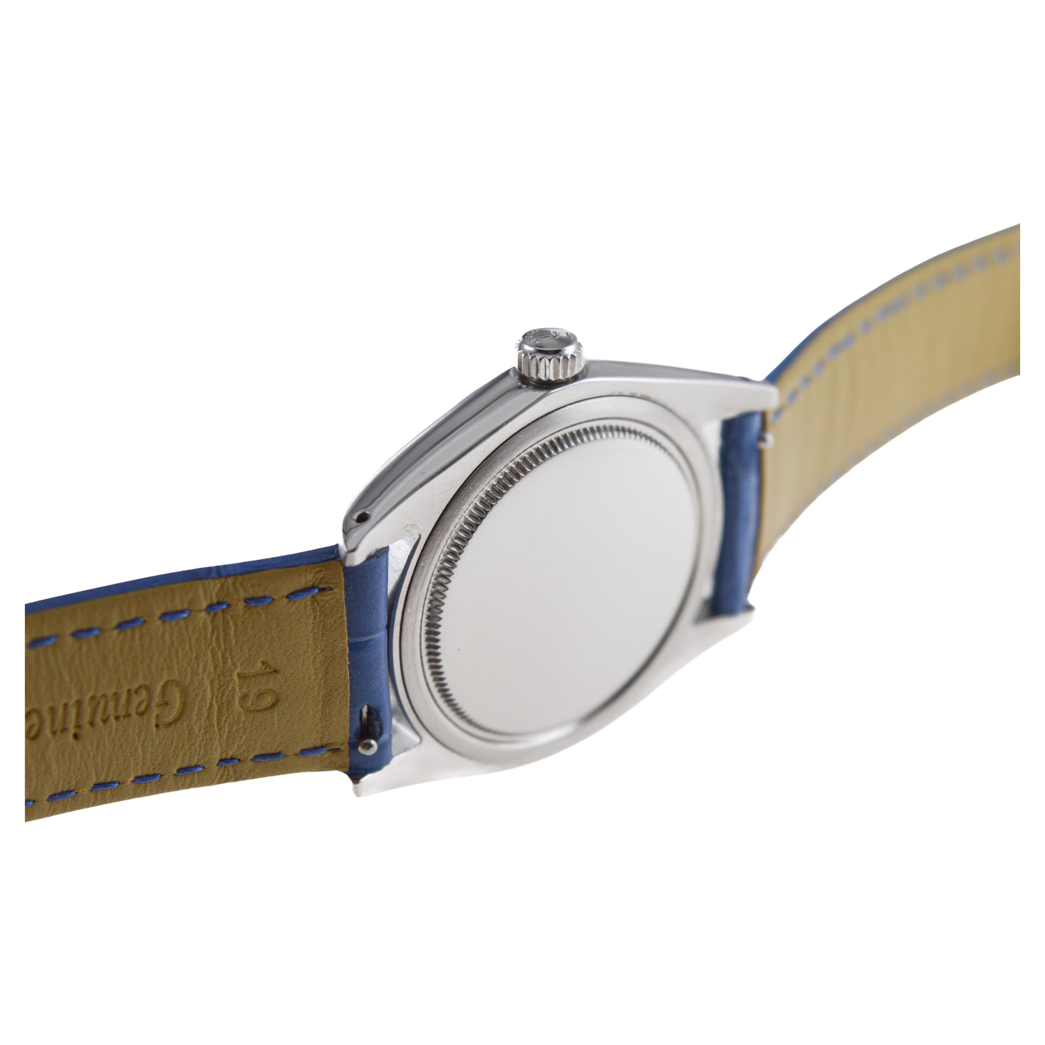 Rolex Stainless Steel Oysterdate with Custom Blue Diamond Dial circa, 1960's 6