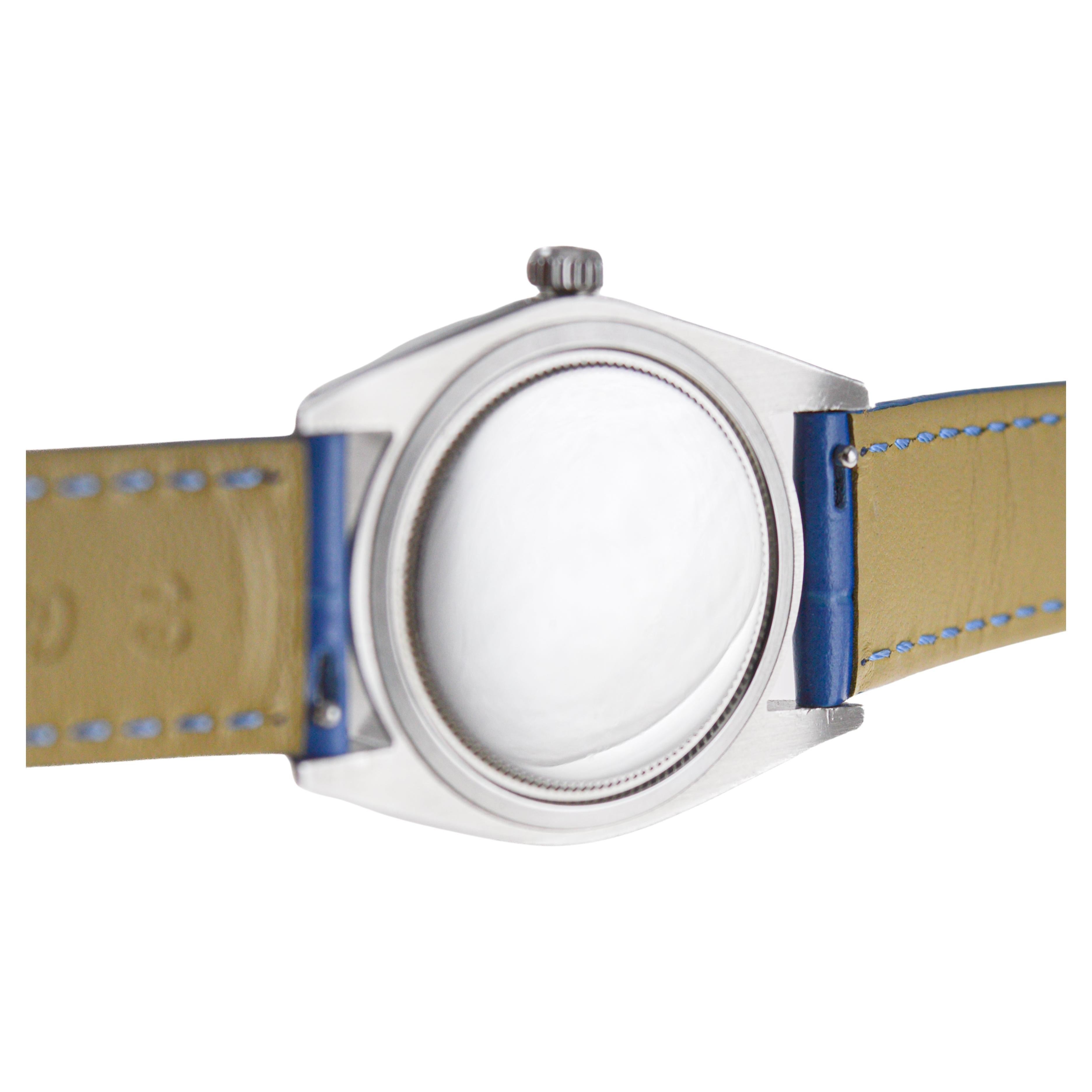 Rolex Stainless Steel Oysterdate with Custom Blue Diamond Dial circa, 1960's 7