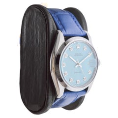 Rolex Stainless Steel Oysterdate with Custom Blue Diamond Dial circa, 1960's
