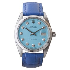 Rolex Stainless Steel Oysterdate with Custom Blue Diamond Dial circa, 1960's