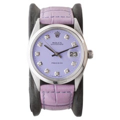 Rolex Stainless Steel Oysterdate with Custom Lilac Diamond Dial 1970's