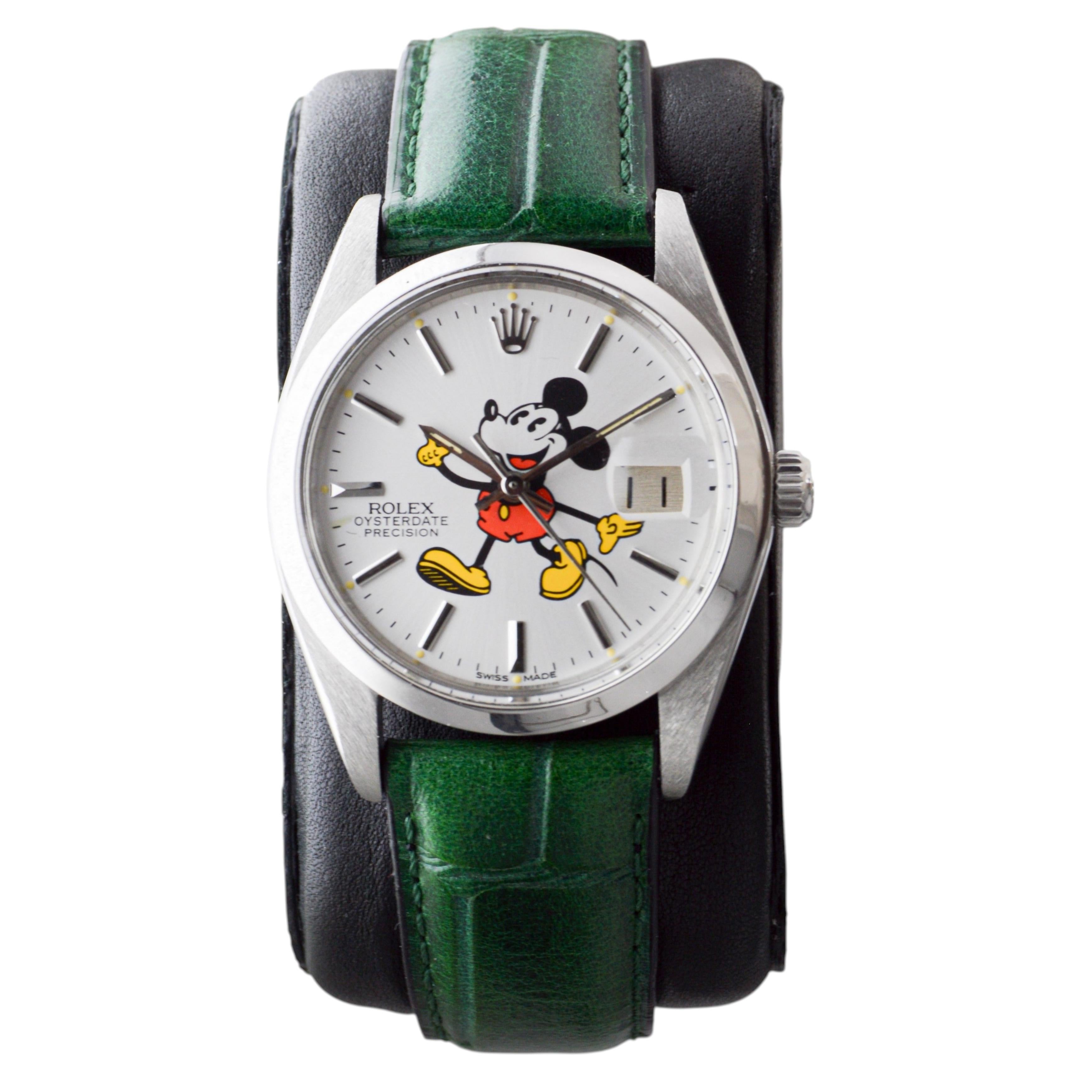 Rolex Stainless Steel Oysterdate with Custom Made "Mickey" Dial circa 1960's