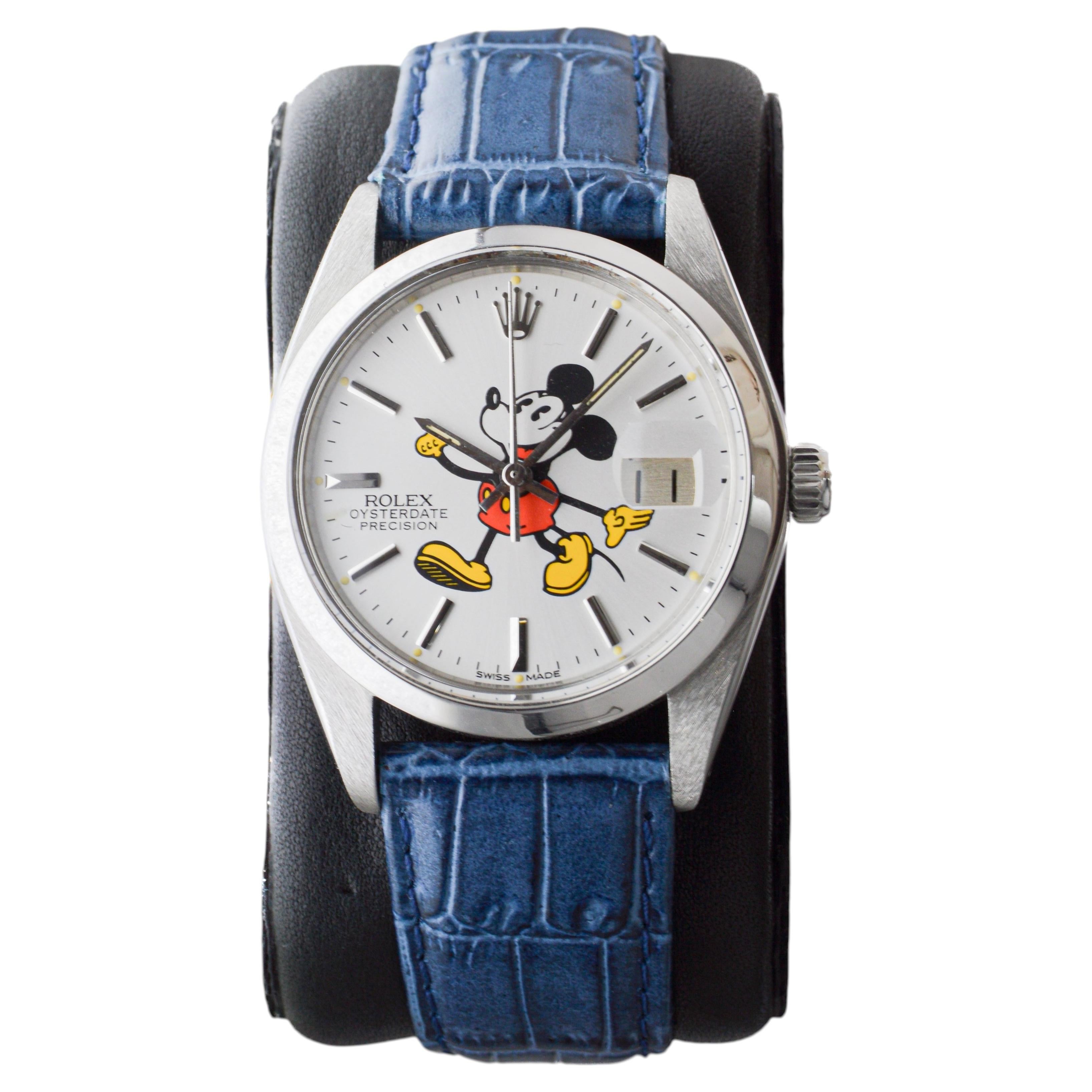 Rolex Stainless Steel Oysterdate with Custom Made "Mickey" Dial circa 1960's