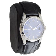 Rolex Stainless Steel Oysterdate with Custom Made Navy Blue Dial circa 1970's