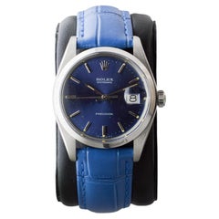 Rolex Stainless Steel Oysterdate with Custom Made Navy Blue Dial circa 1970's