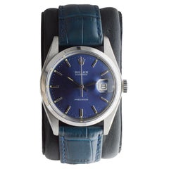 Rolex Stainless Steel Oysterdate with Custom Made Navy Blue Dial circa 1970's