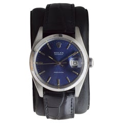 Rolex Stainless Steel Oysterdate with Custom Made Navy Blue Dial circa 1970's
