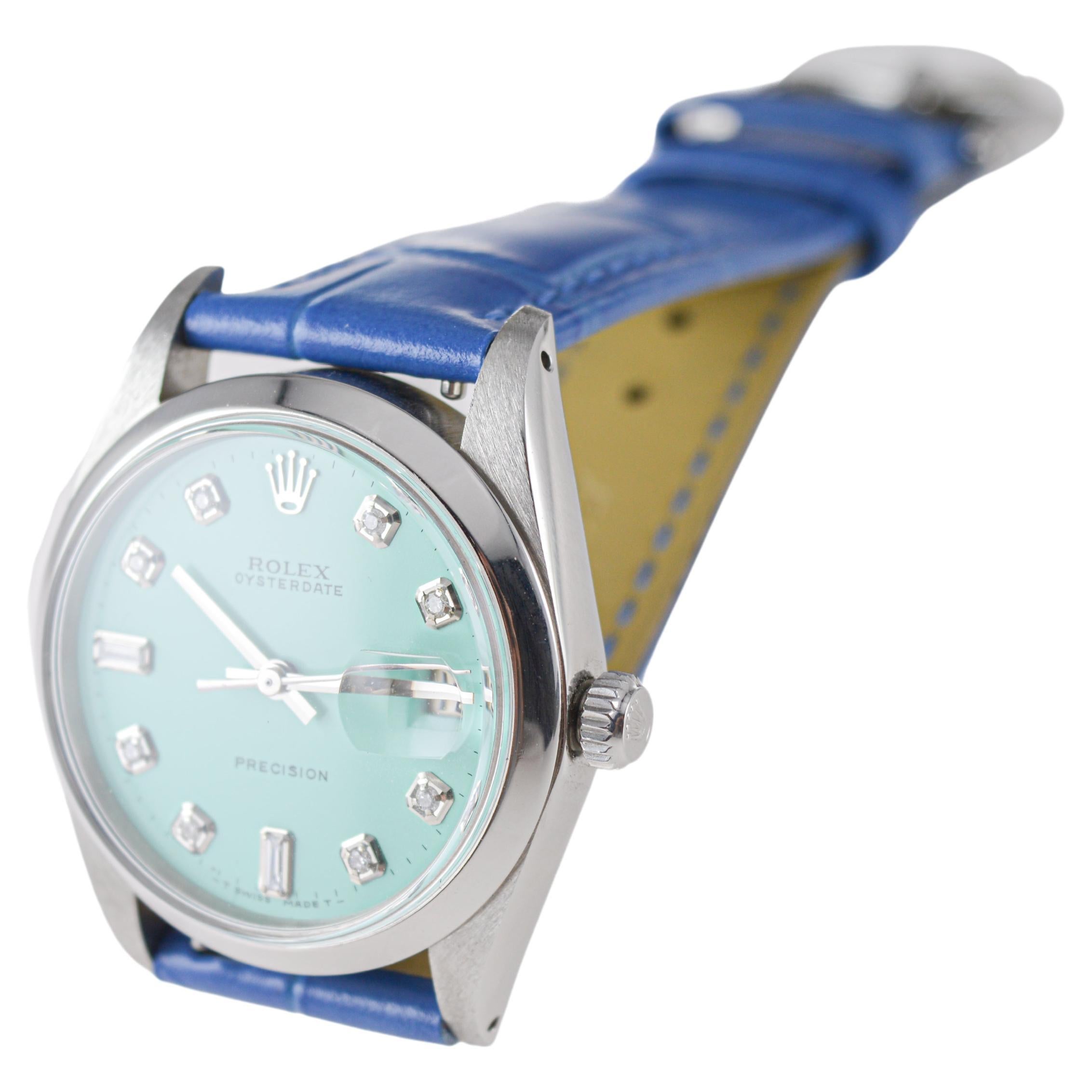 Rolex Stainless Steel Oysterdate with Custom Blue Dial circa, 1960's 5