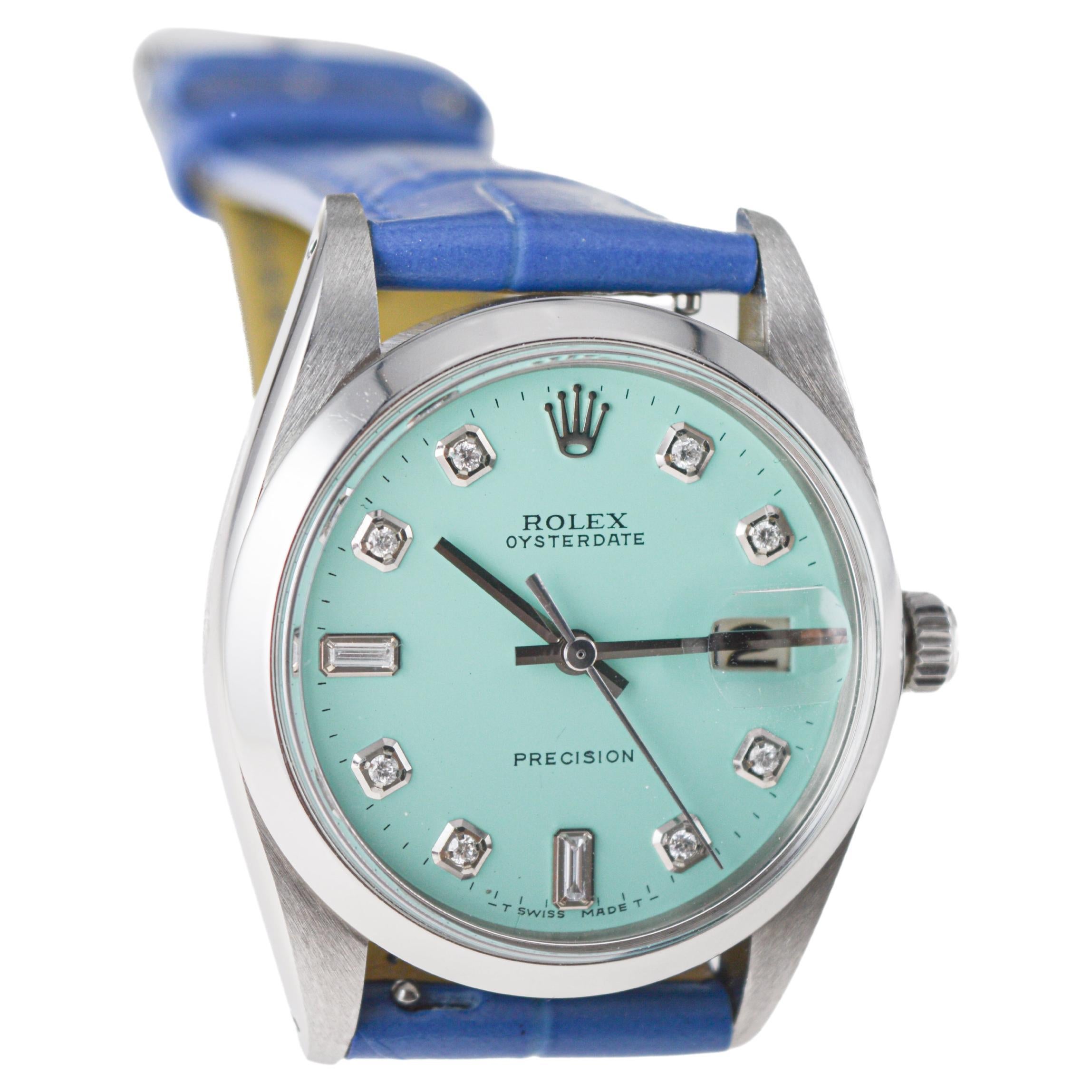 Rolex Stainless Steel Oysterdate with Custom Blue Dial circa, 1960's 3