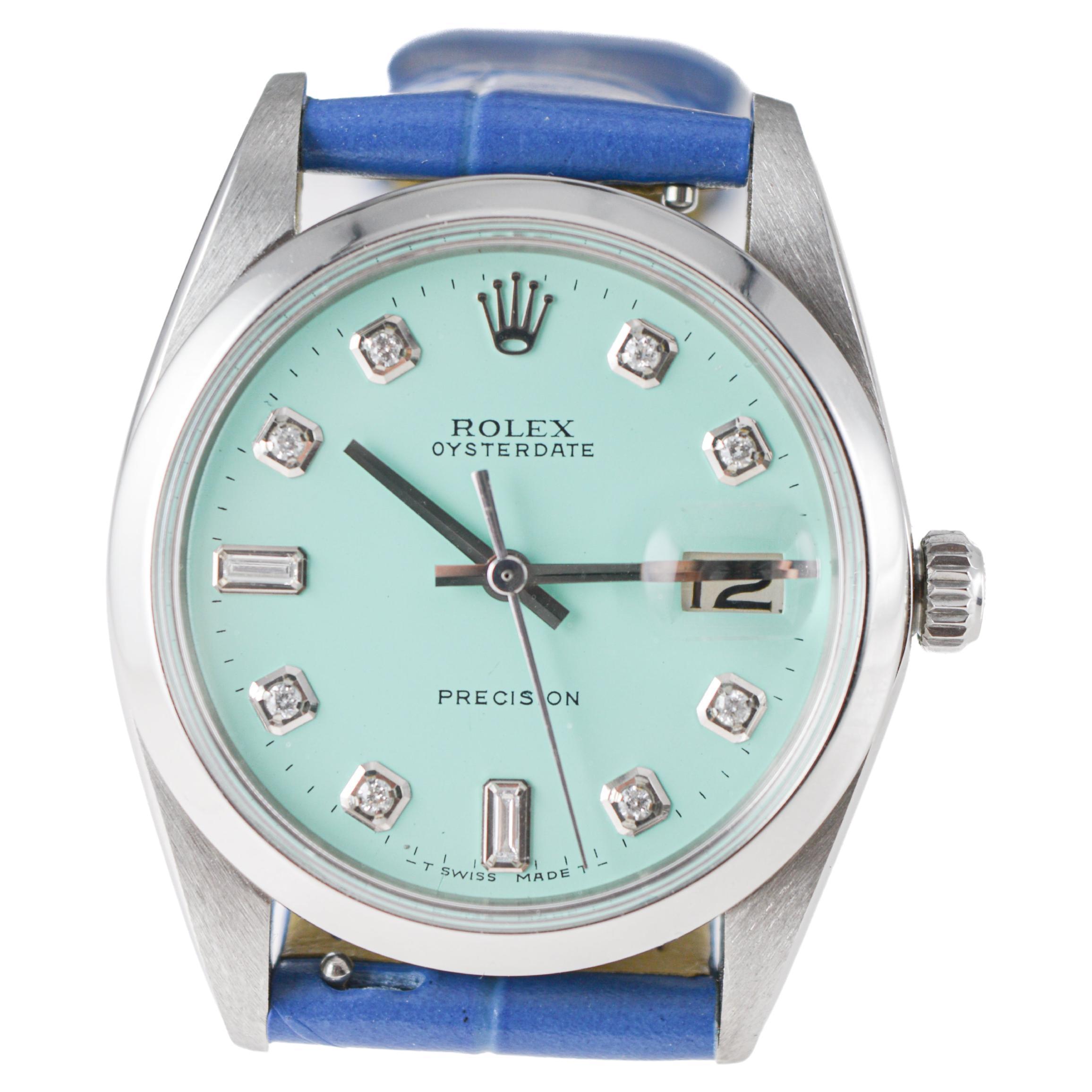 Rolex Stainless Steel Oysterdate with Custom Blue Dial circa, 1960's 4