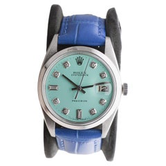 Rolex Stainless Steel Oysterdate with Custom Blue Dial circa, 1960's