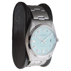 Rolex Stainless Steel Oysterdate with Custom Blue Diamond Dial 1960's