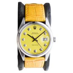 Rolex Edelstahl Oysterdate mit benutzerdefinierten gelbes Zifferblatt circa 1960's