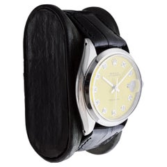 Rolex Stainless Steel Oysterdate with Custom Yellow Diamond Dial circa, 1960's
