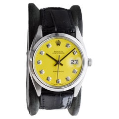 Rolex Edelstahl Oysterdate mit benutzerdefinierten gelben Diamant-Zifferblatt circa, 1960's