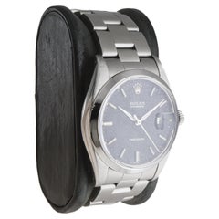 Rolex Edelstahl Oysterdate mit originalem schwarzem Zifferblatt, ca. 1970