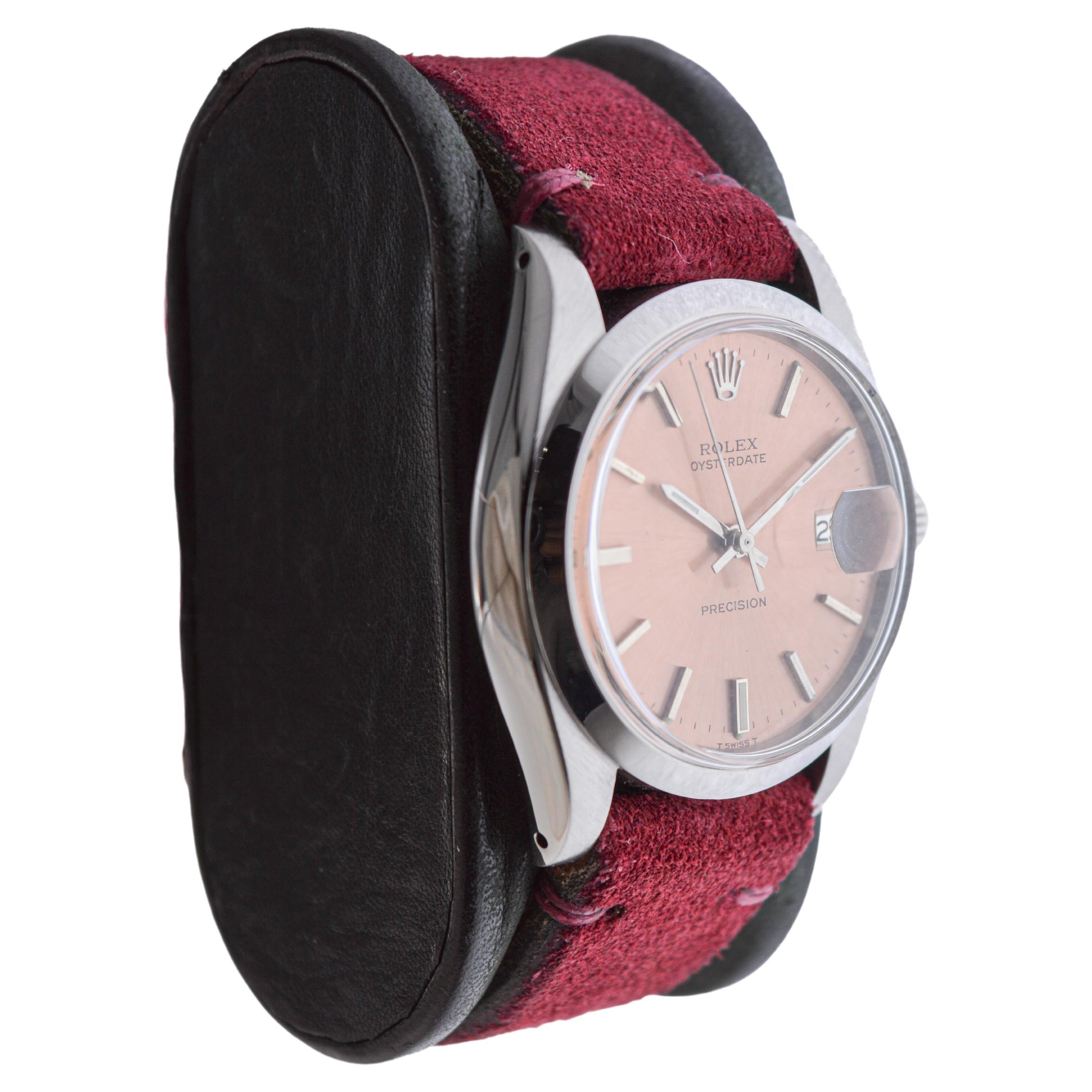 FACTORY / HOUSE: Rolex Watch Company
STYLE / REFERENCE: Oysterdate / Reference 6694
METAL / MATERIAL: Stainless Steel
CIRCA / YEAR: 1978
DIMENSIONS / SIZE: Length 42mm X Diameter 35mm
MOVEMENT / CALIBER: Manual Winding / 17 Jewels / Caliber