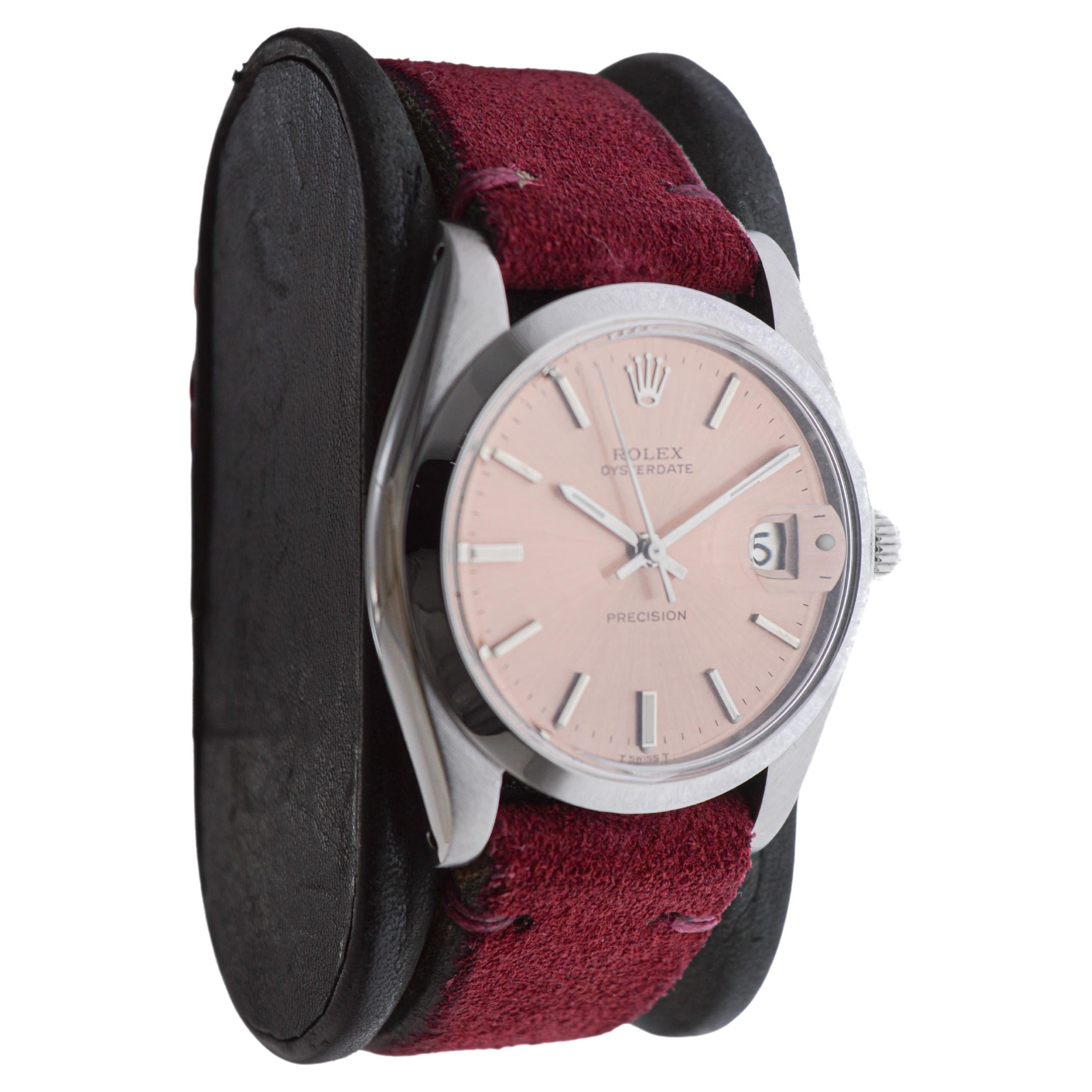 Modern Rolex Stainless Steel Oysterdate with Factory Original Bronze Dial circa, 1970's For Sale