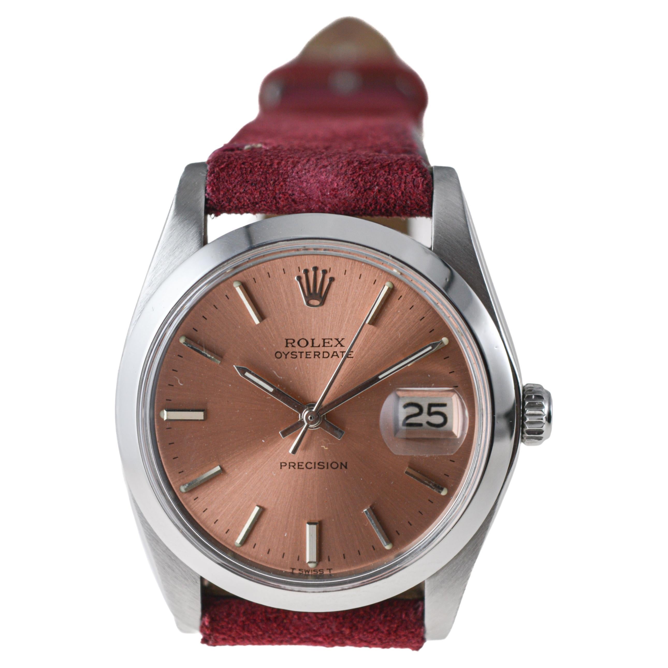 Rolex Stainless Steel Oysterdate with Factory Original Bronze Dial circa, 1970's For Sale 3