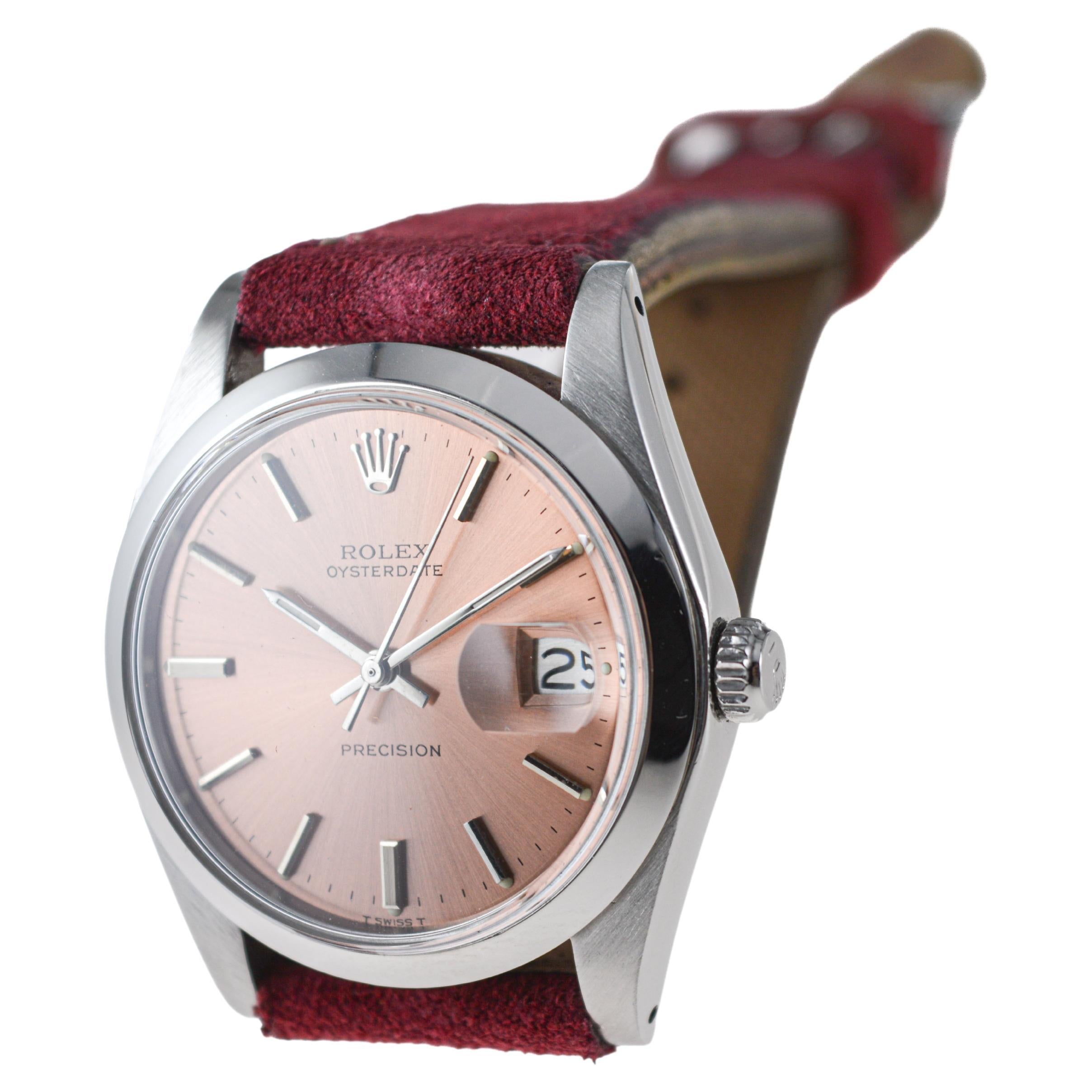 Rolex Stainless Steel Oysterdate with Factory Original Bronze Dial circa, 1970's For Sale 4