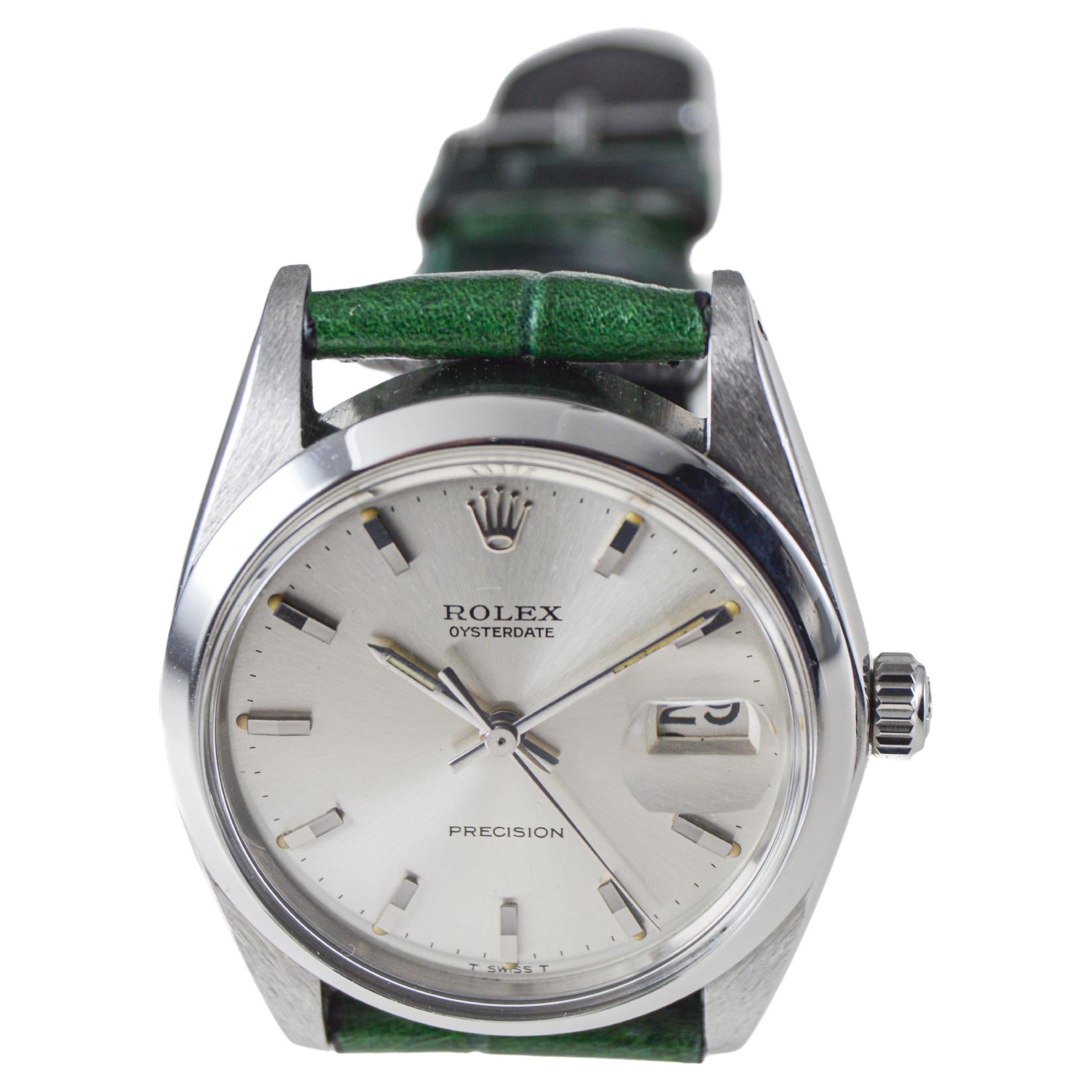 Rolex Stainless Steel Oysterdate with Factory Original Silver Dial circa, 1960's For Sale 5