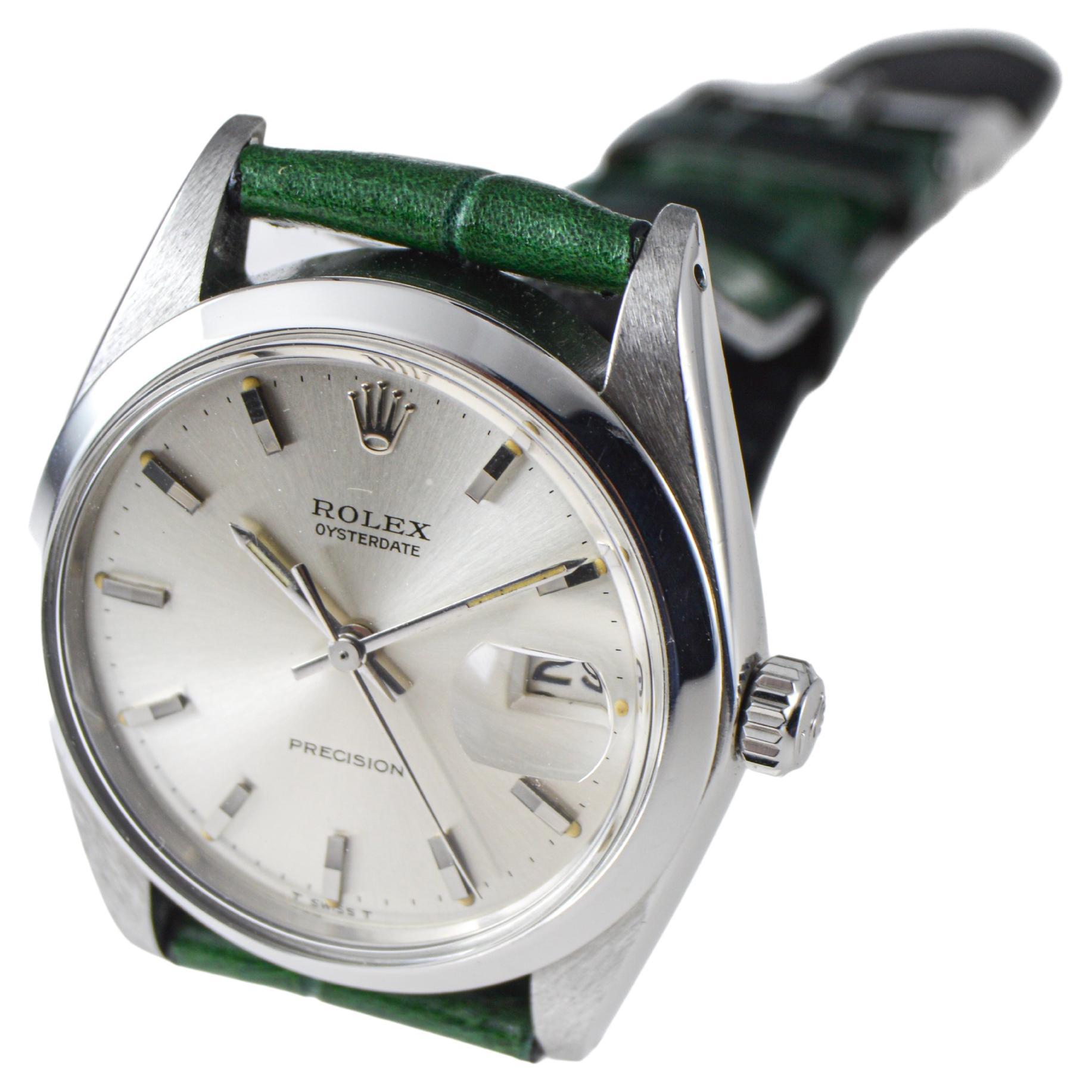 Rolex Stainless Steel Oysterdate with Factory Original Silver Dial circa, 1960's For Sale 6