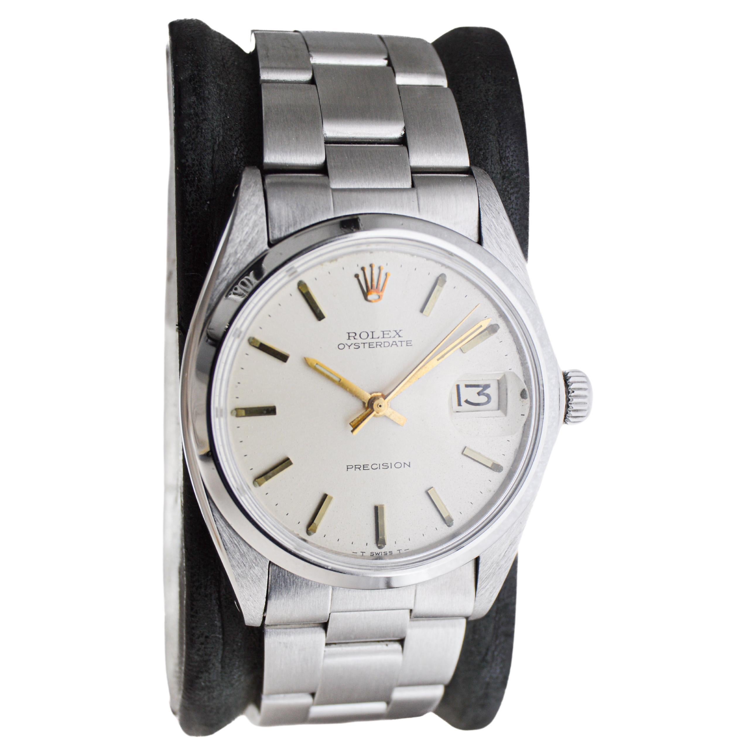 FACTORY / HOUSE: Rolex Watch Company
STYLE / REFERENCE: Oysterdate / Reference 6694
METAL / MATERIAL: Stainless Steel
CIRCA / YEAR: 1966
DIMENSIONS / SIZE: Length 43mm X Diameter 35mm
MOVEMENT / CALIBER: Manual Winding / 17 Jewels / Caliber