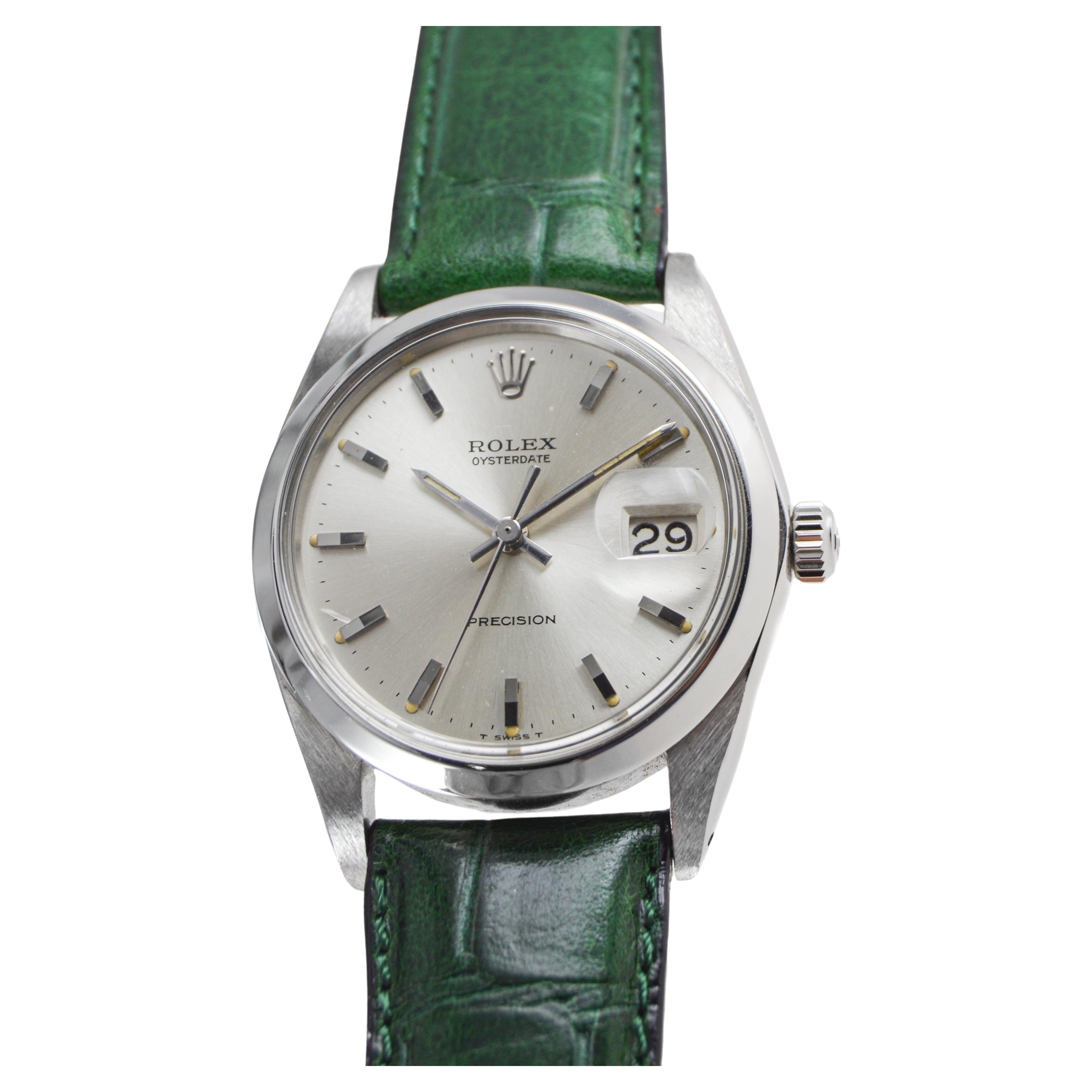 Rolex Stainless Steel Oysterdate with Factory Original Silver Dial circa, 1960's For Sale 2