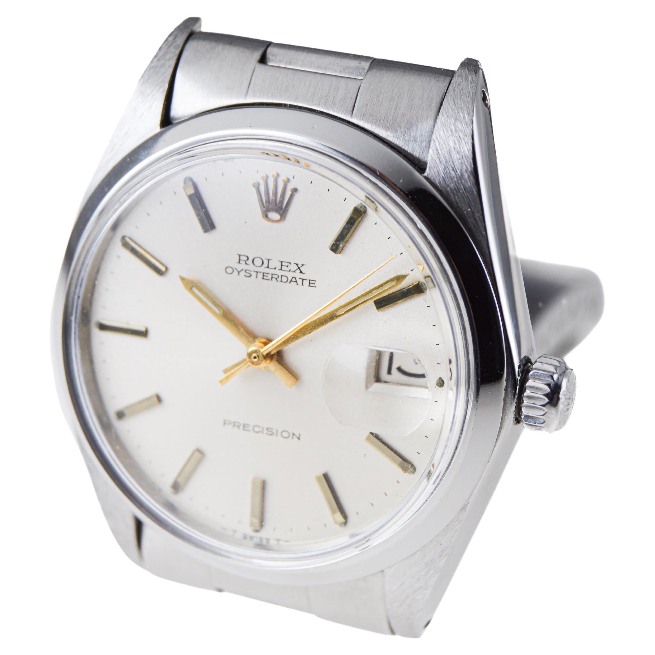 Rolex Stainless Steel Oysterdate with Factory Original Silver Dial circa, 1960's For Sale 3