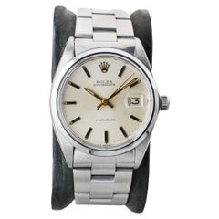 Retro Rolex Stainless Steel Oysterdate with Factory Original Silver Dial circa, 1960's