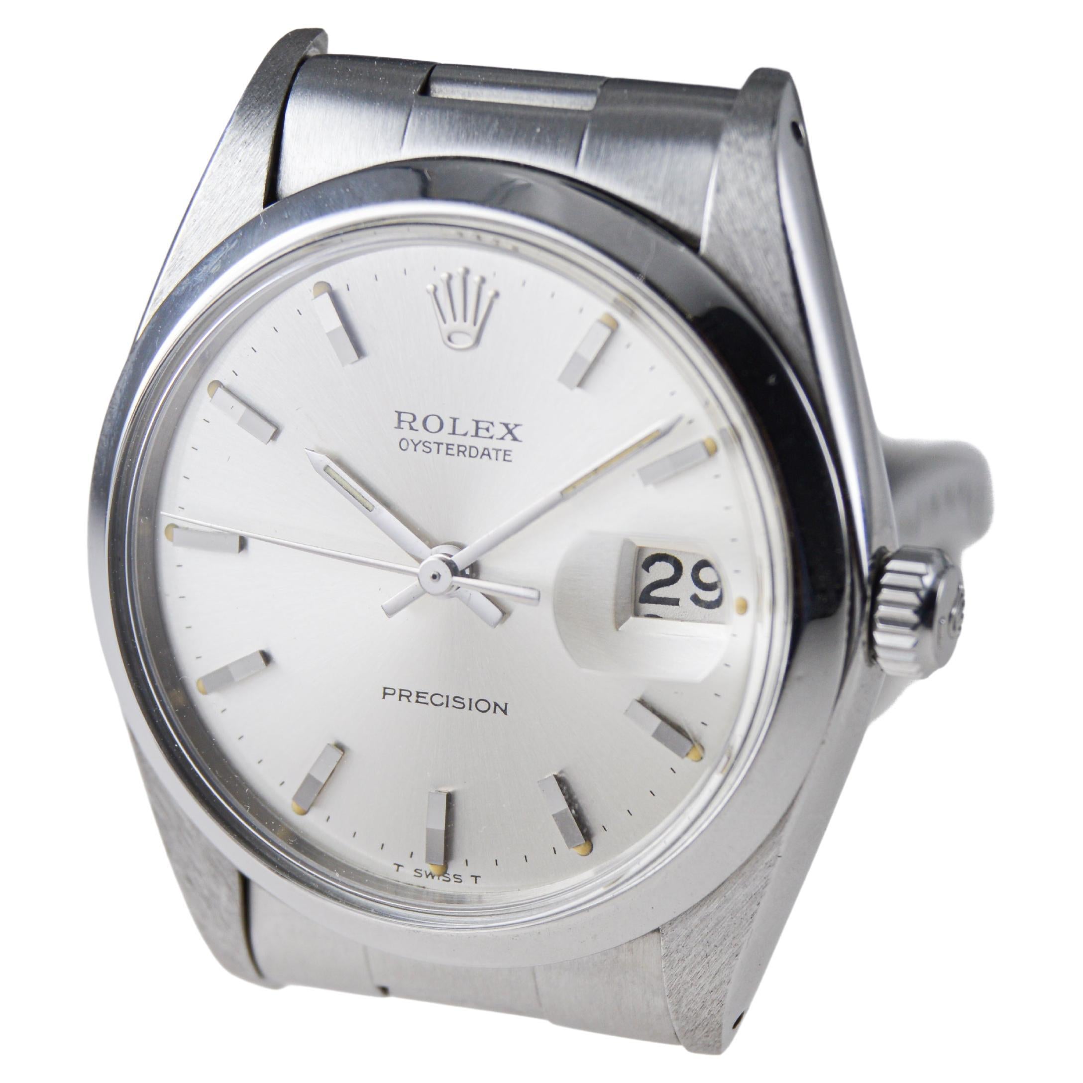 Rolex Stainless Steel Oysterdate with Factory Original Silver Dial circa, 1967 For Sale 1