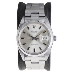 Retro Rolex Stainless Steel Oysterdate with Factory Original Silver Dial circa, 1967