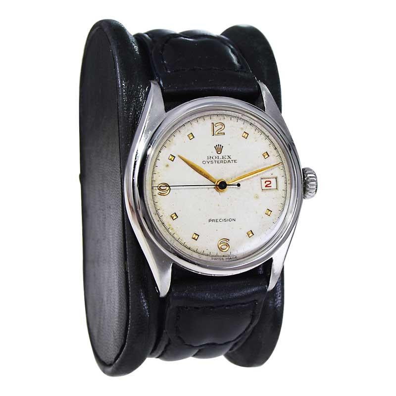 Women's or Men's Rolex Stainless Steel Oysterdate with Original Dial from 1956 For Sale