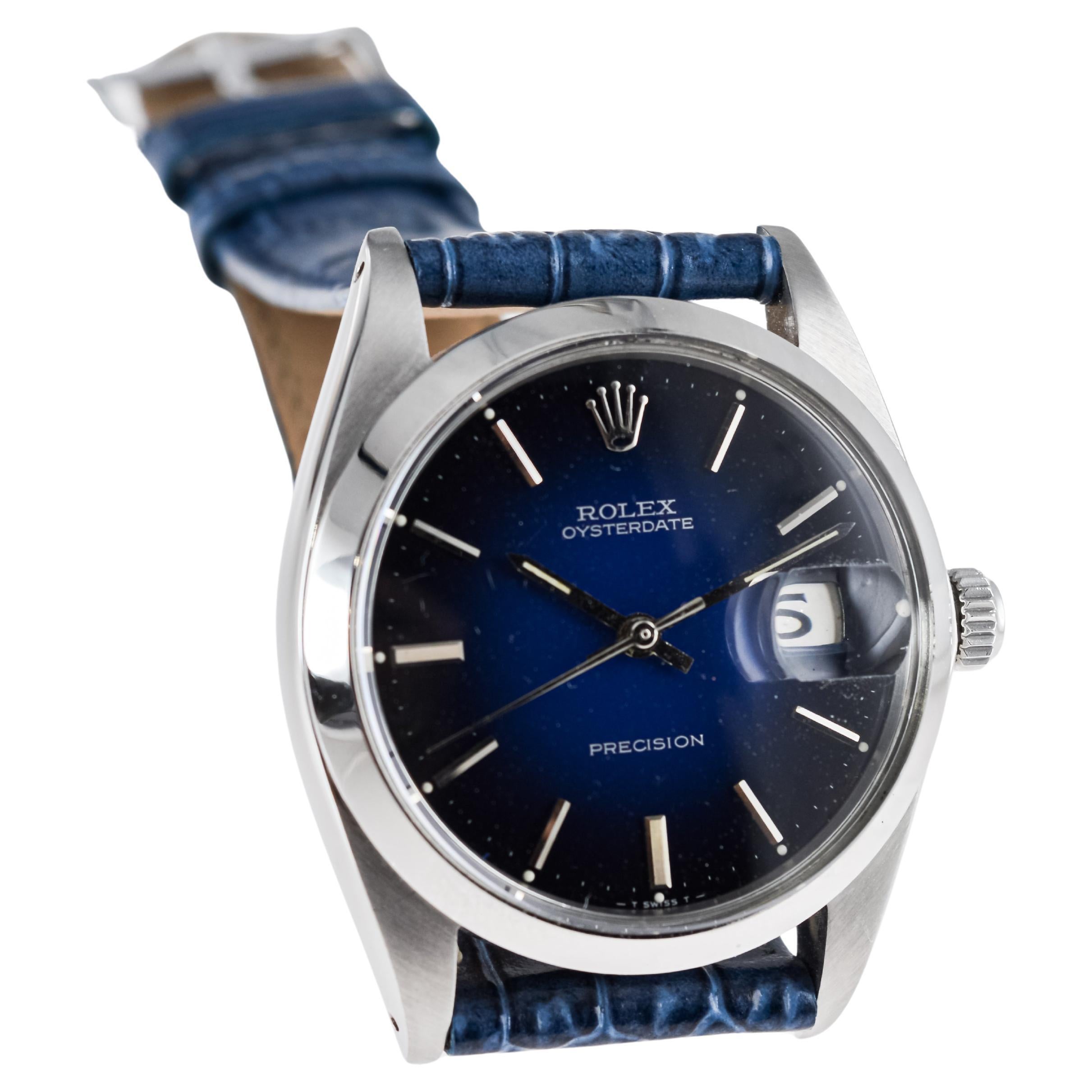 Rolex Stainless Steel Oysterdate with Rare Blue 