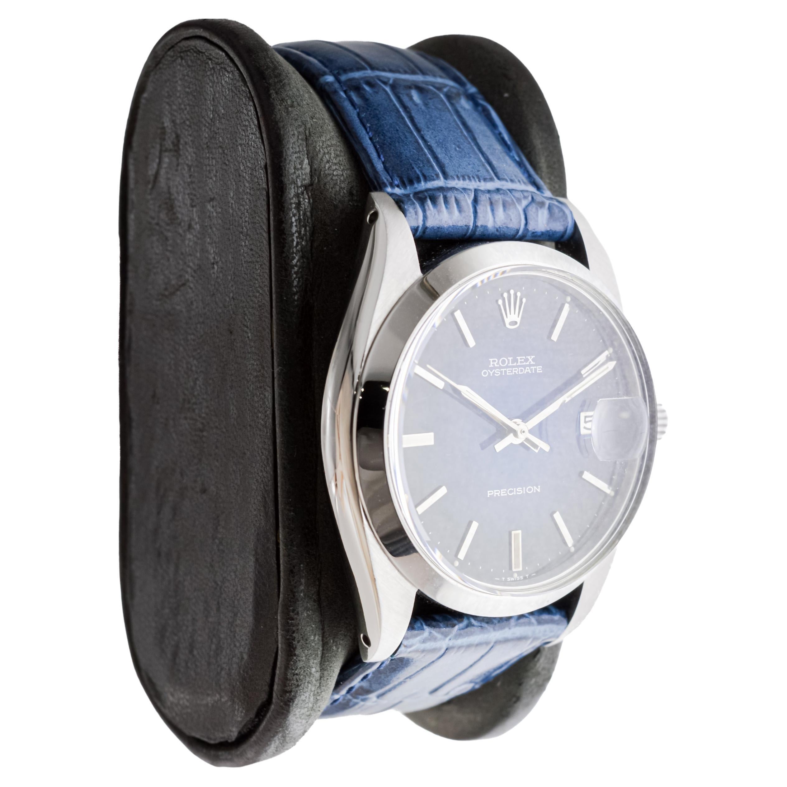 FACTORY / HOUSE: Rolex Watch Company
STYLE / REFERENCE: Oysterdate / Reference 6694
METAL / MATERIAL: Stainless Steel
CIRCA / YEAR: 1960 / 70
DIMENSIONS / SIZE: Length 43mm X Diameter 35mm
MOVEMENT / CALIBER: Manual Winding / 17 Jewels / Caliber