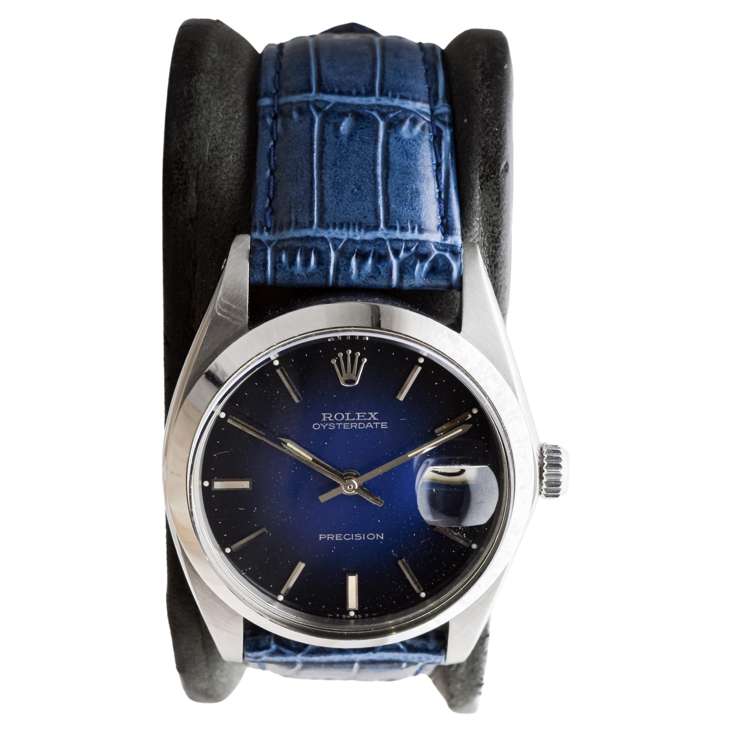 Rolex Stainless Steel Oysterdate with Rare Blue 