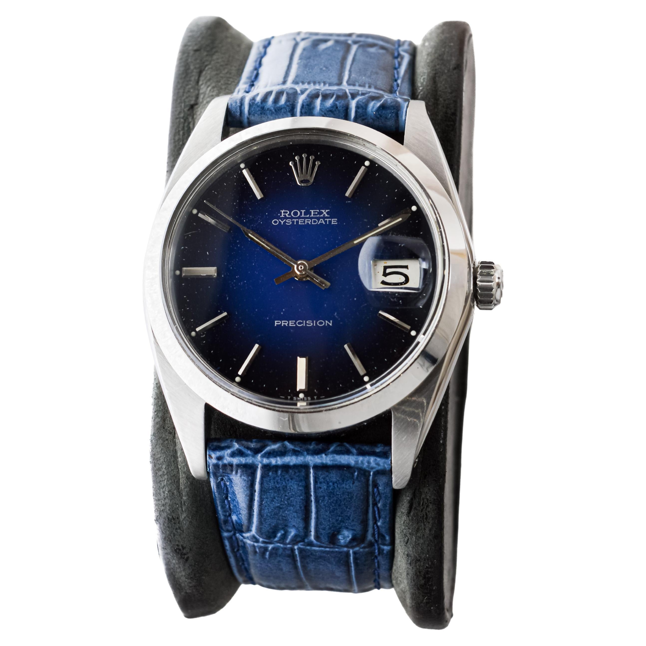Rolex Stainless Steel Oysterdate with Rare Blue 