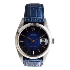 Rolex Edelstahl Oysterdate mit seltenen blauen "Vignette" Zifferblatt ca. 1960 / 70