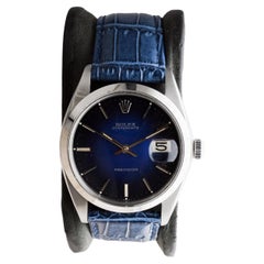 Rolex Edelstahl Oysterdate mit seltenen blauen "Vignette" Zifferblatt ca. 1960 / 70
